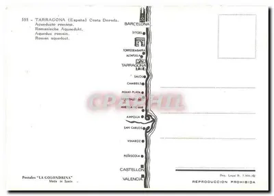 Rzymski akwedukt w Tarragonie — Costa Dorada — Karta pocztowa 'LA COLONDRINA' — Rewers