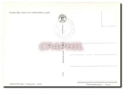 Dwa psy Saint-Bernard — Passo del Gran San Bernardo — Wydawnictwo Tecnicolor Aosta — Rewers