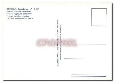 Montserrat — typowe katalońskie pary — A. Zerkowitz, n° 2.339 — Rewers