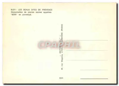 Małownice z suchego kamienia nazywane "BORI" w języku prowansalskim — Piękne miejsca Prowansji — Éditions S.L. Lyon — Rewers