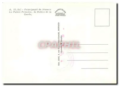 Palácio Real — Muda de Guarda — Editor MAX, Mônaco — Verso
