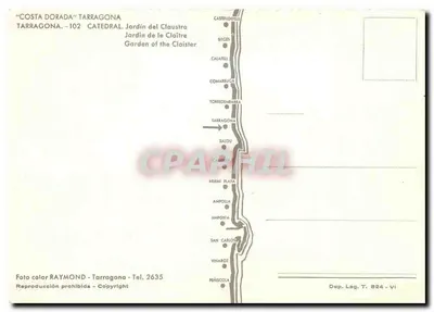 Ogród klasztoru — Katedra w Tarragonie — Costa Dorada — Fotografia kolorowa RAYMOND — Rewers
