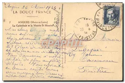 Angers — Kathedrale und Aufstieg Saint-Maurice — Éditions de Bretagne, n° 107 — Rückseite