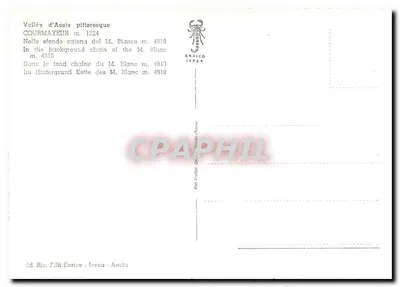 Valle d'Aosta pittoresca — Courmayeur m. 1224 — Ed. Rts. Enrico Ivrea — Verso