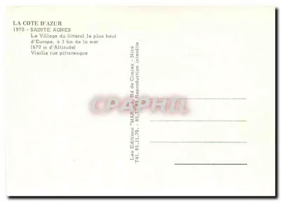 Sainte-Agnès — O vilarejo costeiro mais alto da Europa — Éditions MAR — Verso