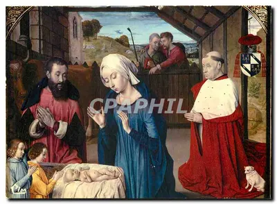 Natividade — pintura em madeira do século XV — Museu Rolin, Autun