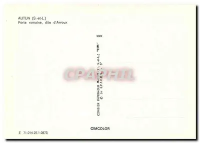 Autun (S.-et-L.) — Rzymska brama zwana Arroux — wydawca Combier Imprimeur Maçon — Rewers