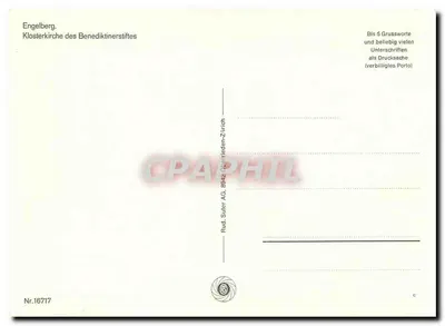 Igreja abacial de Engelberg — Klosterkirche do Benediktinerstiftes — Rud. Suter AG, Zurique — Verso