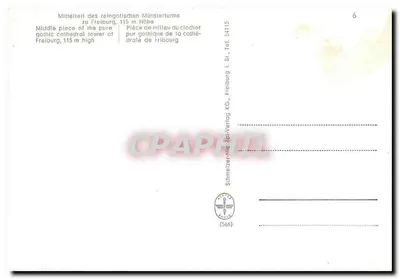 Gothiczna wieża katedry w Friburgu — widok z południa — wydawca Schmeizer-Nie. Verlag — Rewers