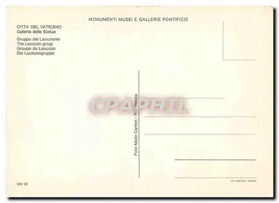 O Grupo do Laocoonte — Museu do Vaticano — Foto Mario Marczeni, n° MV 92 — Verso