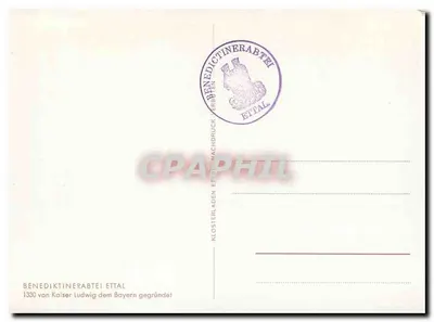 Abadia beneditina de Ettal — fundada em 1330 pelo imperador Luís da Baviera — editor não identificado — Verso