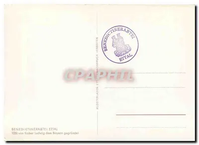 Abadia beneditina de Ettal — fundada em 1330 pelo imperador Luís da Baviera — editor Klösterladen Ettal — Verso