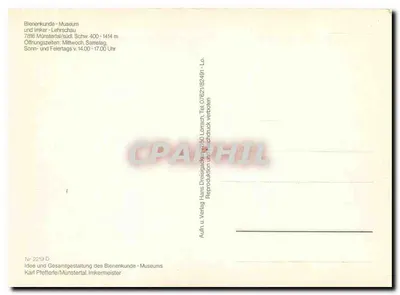 Museu de Apicultura e Exposição de Apicultura — Münstertal/Sul — editor Hans Dreisigacker — Verso