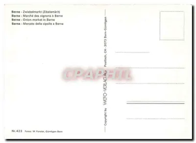 Mercado de cebolas em Berne — n°423 — editor WEFO-VERLAG AG — Verso