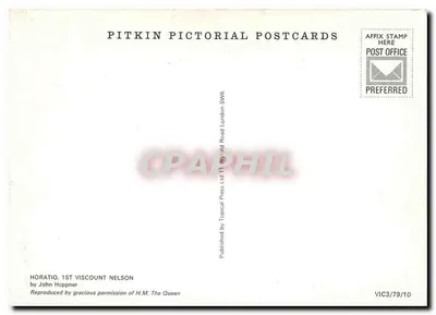 Horatio, 1. wicehrabia Nelson — portret wojskowy — Pitkin Pictorial Postcards VIC3/79/10 — Rewers