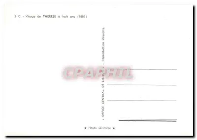 Rosto de Thérèse com oito anos — 1881 — Office Central de Lisieux, n° 2 C — Verso