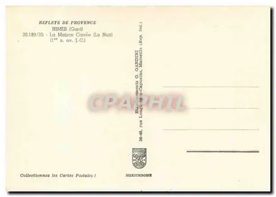 Dom Kwadratowy — Nîmes (Gard) — Noc — wydawca G. Gandini, Marsylia — Rewers