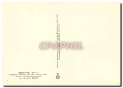 Ueberlingen, mosteiro — Hochaltar, parte central da Natividade — Deutscher Kunstverlag, Munique — Verso