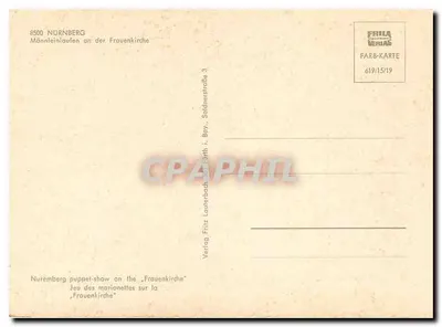 Nuremberg — Relógio astronômico da Frauenkirche — edição FRILA Verlag — Verso
