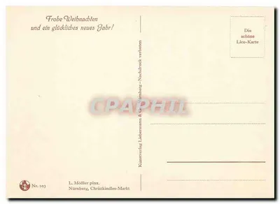 Mercado de Natal — Nuremberg — L. Mößler, N° 103 — Verso