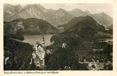 Neuschwanstein em Hohenschwangau com Alpsee — Verlag K. Singer, Königsgau