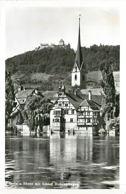 Stein a. Rhein com o Castelo de Hohenklingen — J. Gaberell AG, Photo-Verlag, Thalwil, n° 7875
