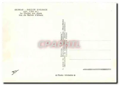 Cygula — widok Balon d'Alsace — wydawnictwo Huguenau-Sarrebourg — Rewers