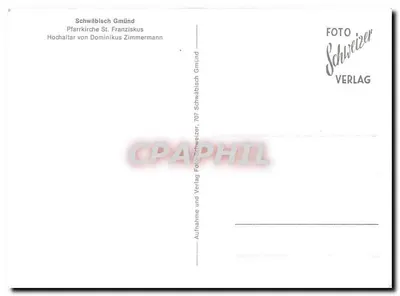 Wnętrze Pfarrkirche St. Franziskus w Schwäbisch Gmünd — wydawca FOTO Schweizer Verlag — Rewers