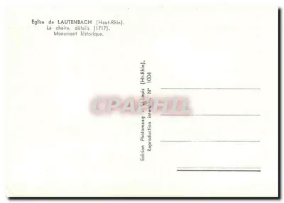 Kościół w LAUTENBACH (Haut-Rhin) — Ołtarz, szczegóły (1717) — Wydawnictwo Photomaag, N° 1004 — Rewers