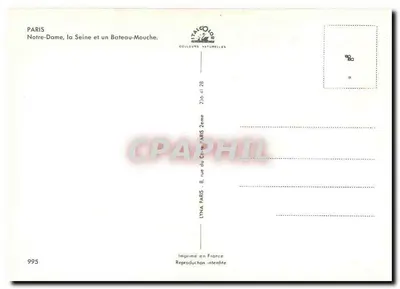 Notre-Dame di Parigi — la Senna e una nave battello — LYNIA PARIS, n°995 — Verso