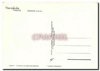 Widok wnętrza kościoła św. Katarzyny — Honfleur (Calvados) — Wydawnictwo «La Cigogne» — Rewers