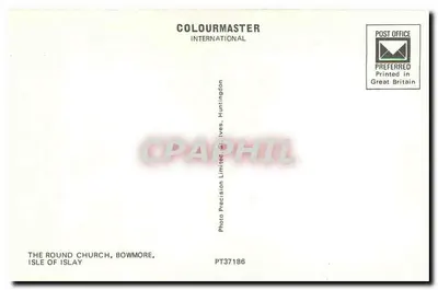 Rundego kościoła w Bowmore — Wyspa Islay — wydawca Colourmaster International, n° PT37186 — Rewers