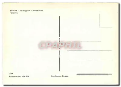 Ascona - Lago Maggiore - Canton Ticino — Eralfoto S.A. Suisse, n° 2364 — Verso