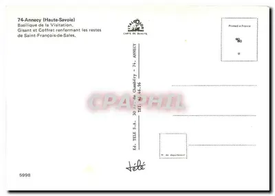 Annecy (Haute-Savoie) — Basílica da Visitação — Gisante e caixa que contém os restos de São Francisco de Sales — Verso