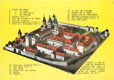 Cluny — Plano em relevo da Abadia como era antes da Revolução — Imprensa Combiér