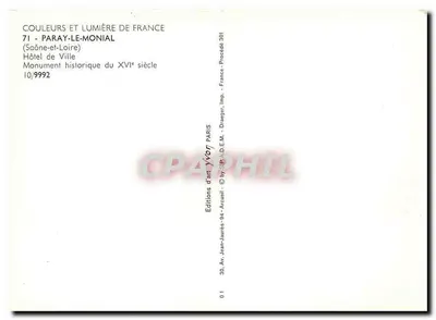 Paray-le-Monial — Pałac Miejski z XVI wieku — Wydawnictwo Sztuki Yvor — Rewers