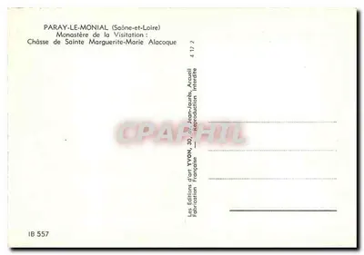 Paray-le-Monial — Klasztor Visycyjny: Sarcyfikum św. Margarety-Maryi Alacoque — Wydawnictwo Yvon — Rewers