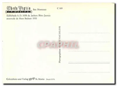 Casa Veglia — San Murezzan — Editor St. Moritz, n° C 109 — Verso