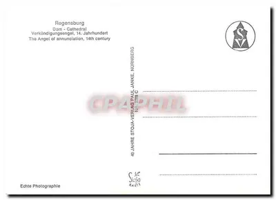 Anioł Anuncjacji — Katedra w Regensburg — wydawca Stojä-Verlag Paul Janke, Nurnberg, nr 209 C — Rewers
