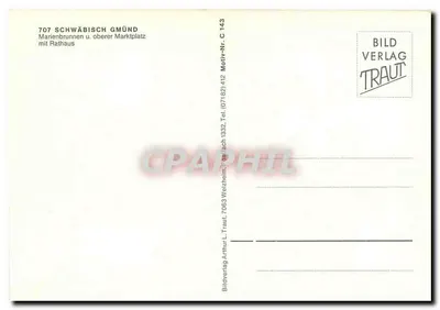 Schwäbisch Gmünd — Fonte da Virgem Maria e Prefeitura no mercado — Bildverlag Traut — Verso