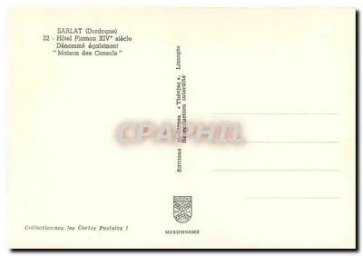 Sarlat — Hotel Plammon, século XIV — Edições Modernas, Limoges — Verso