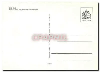 Bad Ems — Igreja Russa e Fonte na Lahn — WOLFG. HANS KLOCKE-VERLAG, PADERBORN — Verso