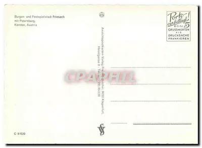 Friesach — Miasto zamkowe i teatralne z Petersberg — Anschlagspostkarten-Verlag Klagenfurt — Rewers