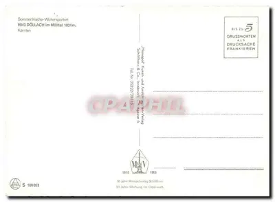 Döllach im Molltal — aldeia alpina com igreja e montanhas — editor Schöllhorn & Co., n° 180053 — Verso
