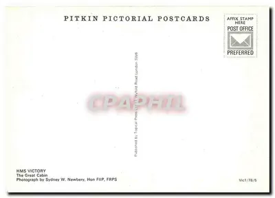 HMS VICTORY — The Great Cabin — Pitkin Pictorial Postcards — Verso