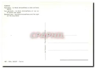 Torino - Mole Antonelliana i widok na łuk alpejski — SACAT, nr 461 — Rewers