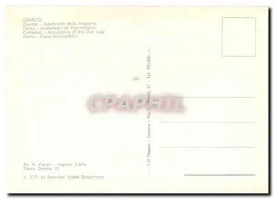 Orvieto - Assunção da Virgem Maria — Catedral de Orvieto — editor G. Caroli, n° 5273 — Verso