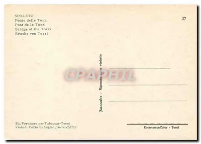 Ponte das Torres — Spoleto — Ed. Forniture per Tabaccai-Terni n°37 — Verso
