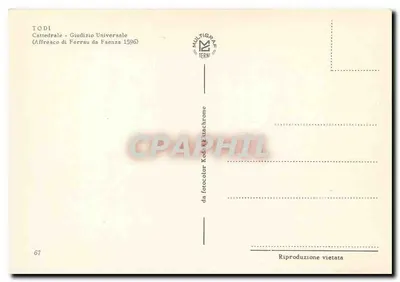 Todi — Katedra — Uniwersalny Sąd — Fresk Fra Angelico 1496 — wydawca Multigraf Terni, nr 67 — Rewers