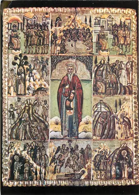 São Ivan Rilski com cenas de sua vida — séculos XVII-XVIII — Museu Nacional do mosteiro de Rila